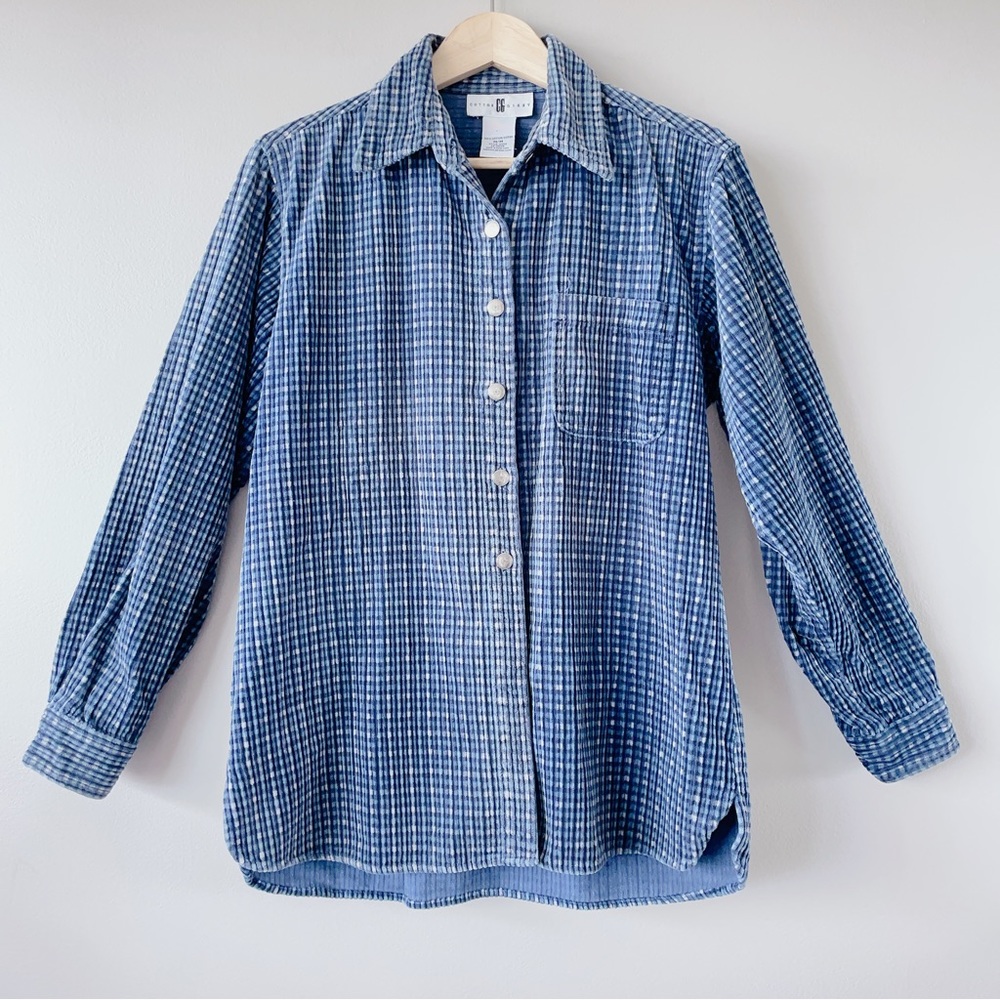 Vintage Cotton Ginny oversized shacket fuzzy waffle knit Medium shirt - Picture 3 of 17